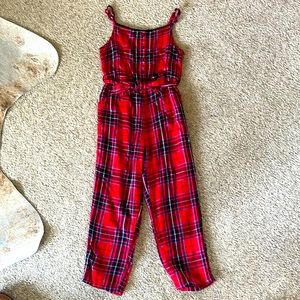 Girls Christmas Red Tartan Plaid Holiday Jumper by Mini Boden